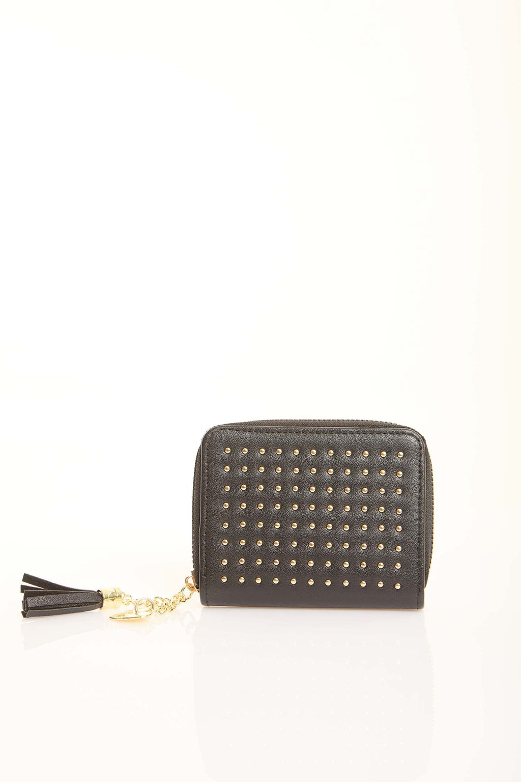 Studded Leather Zip-Around Wallet