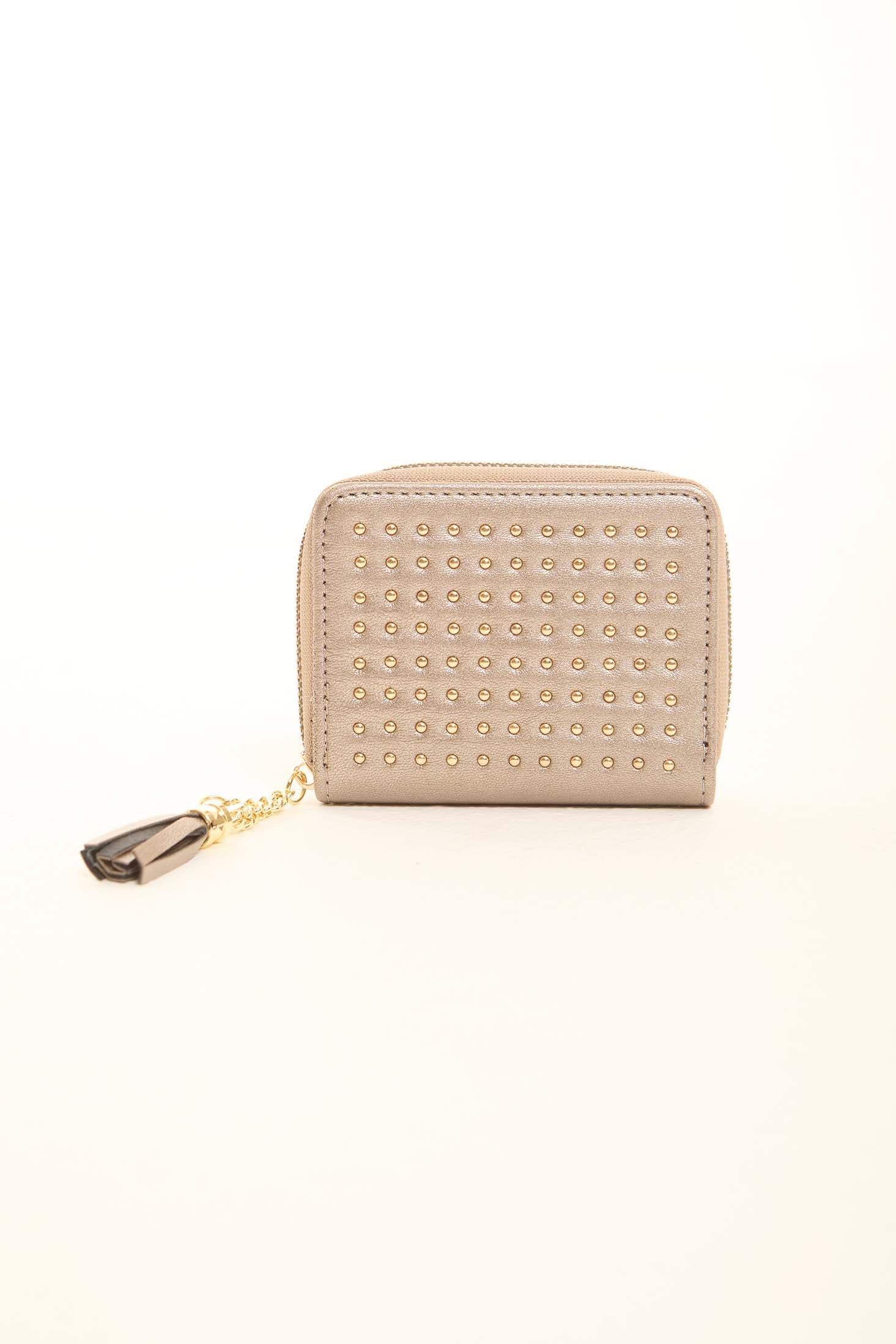 Studded Leather Zip-Around Wallet