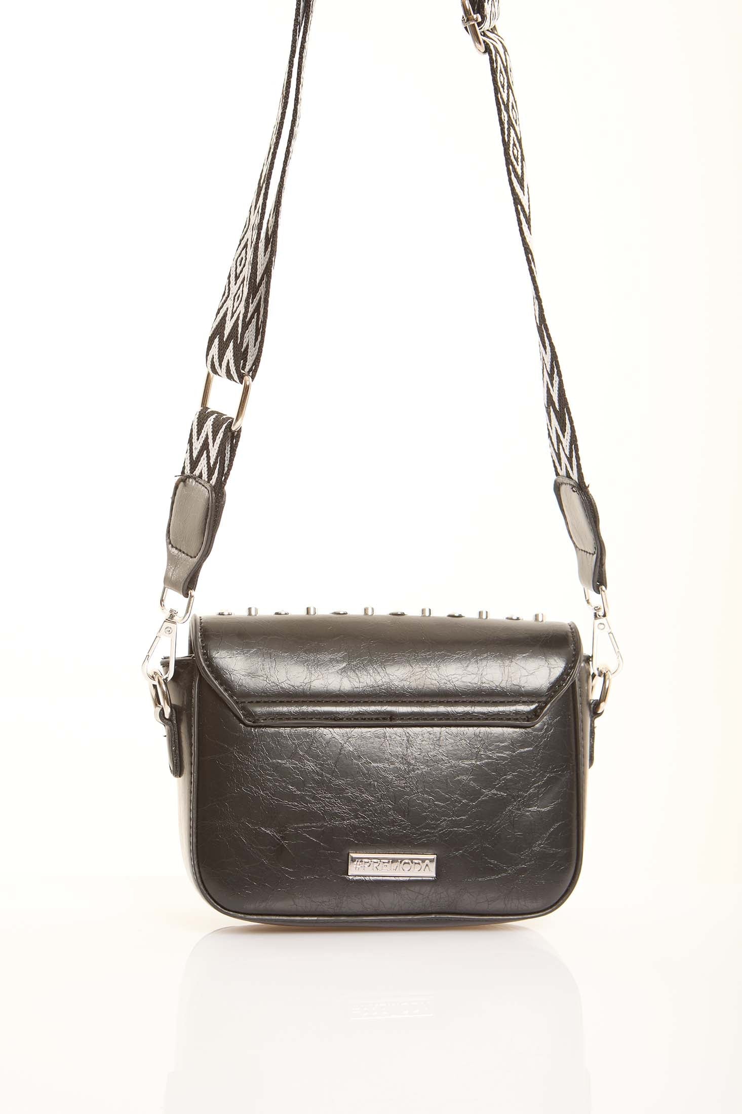 Studded Crossbody Bag with Patterned Handle