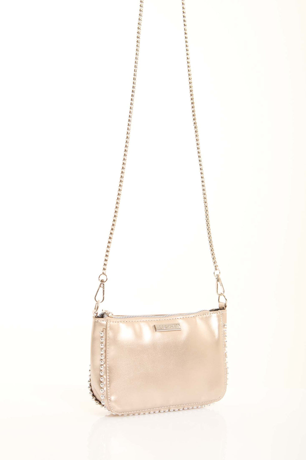 Stylish Beaded Trim & Handle Crossbody Bag
