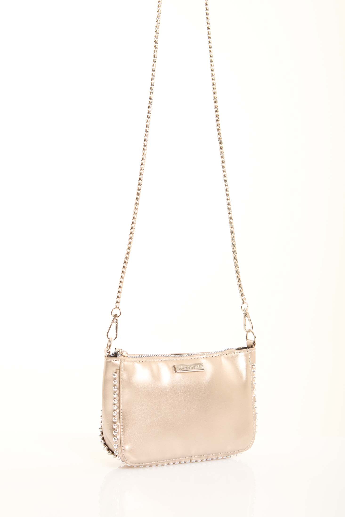 Stylish Beaded Trim & Handle Crossbody Bag