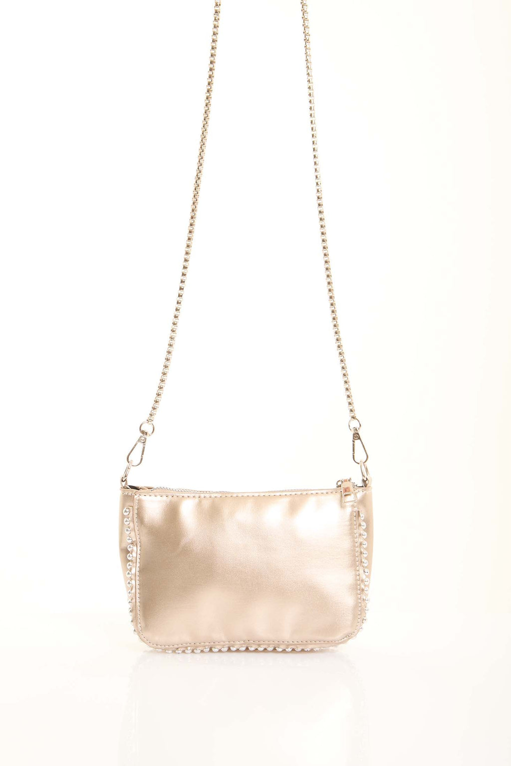 Stylish Beaded Trim & Handle Crossbody Bag