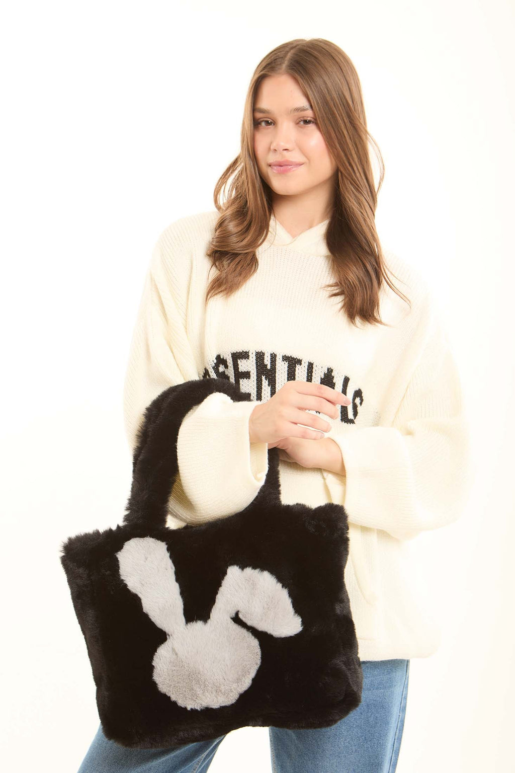 Bi-Tone Bunny Fuzzy Tote Bag