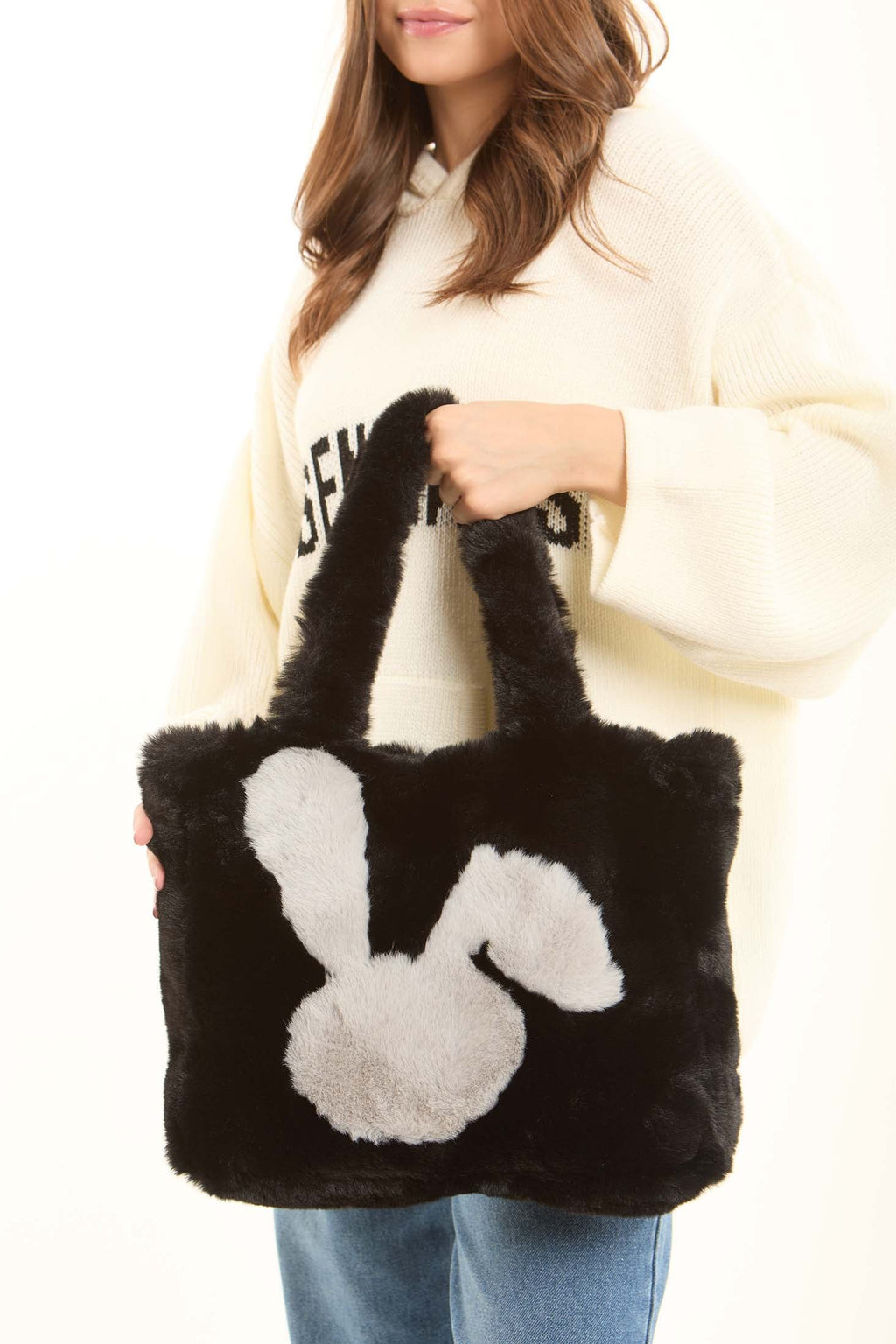 Bi-Tone Bunny Fuzzy Tote Bag