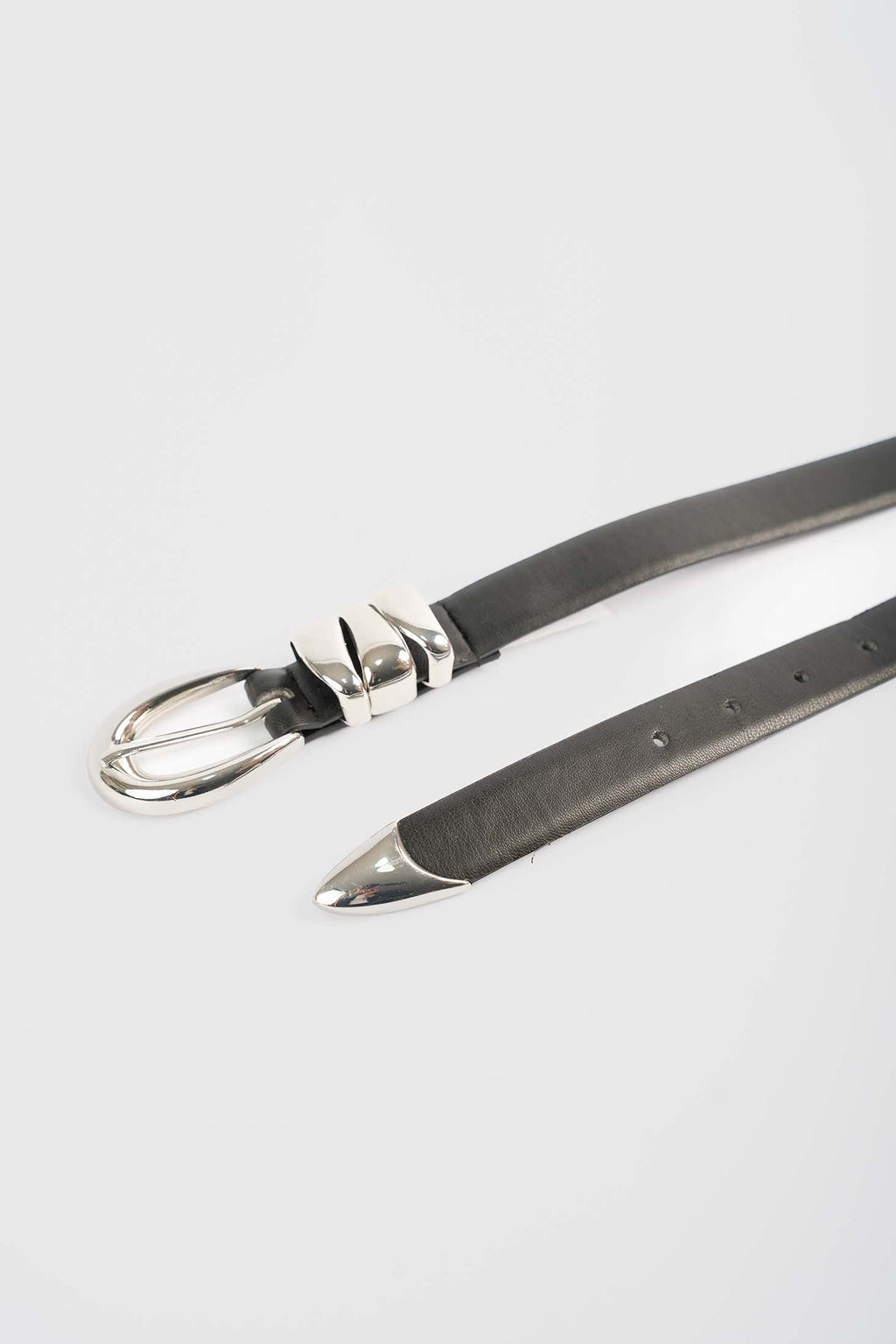 Sculpted Metal Buckle Slim Belt