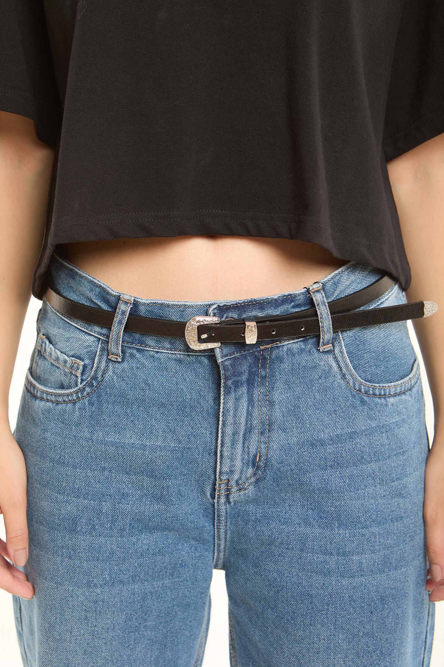 Vintage Western Buckle Slim Belt