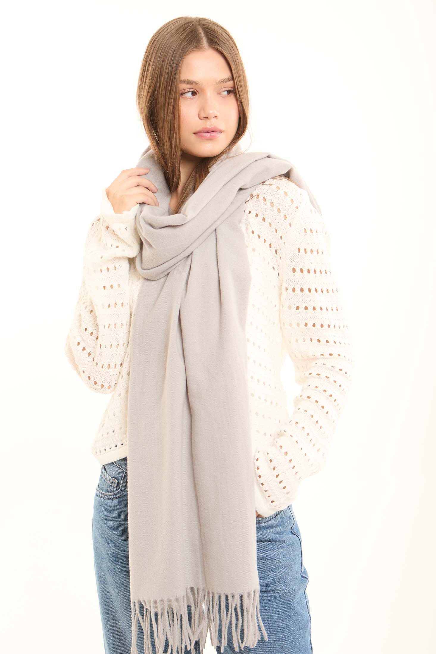 Pashmina Solid Shawl with Fringes