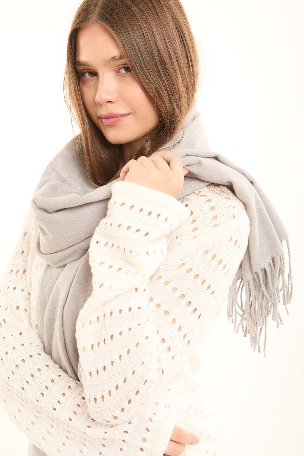 Pashmina Solid Shawl with Fringes