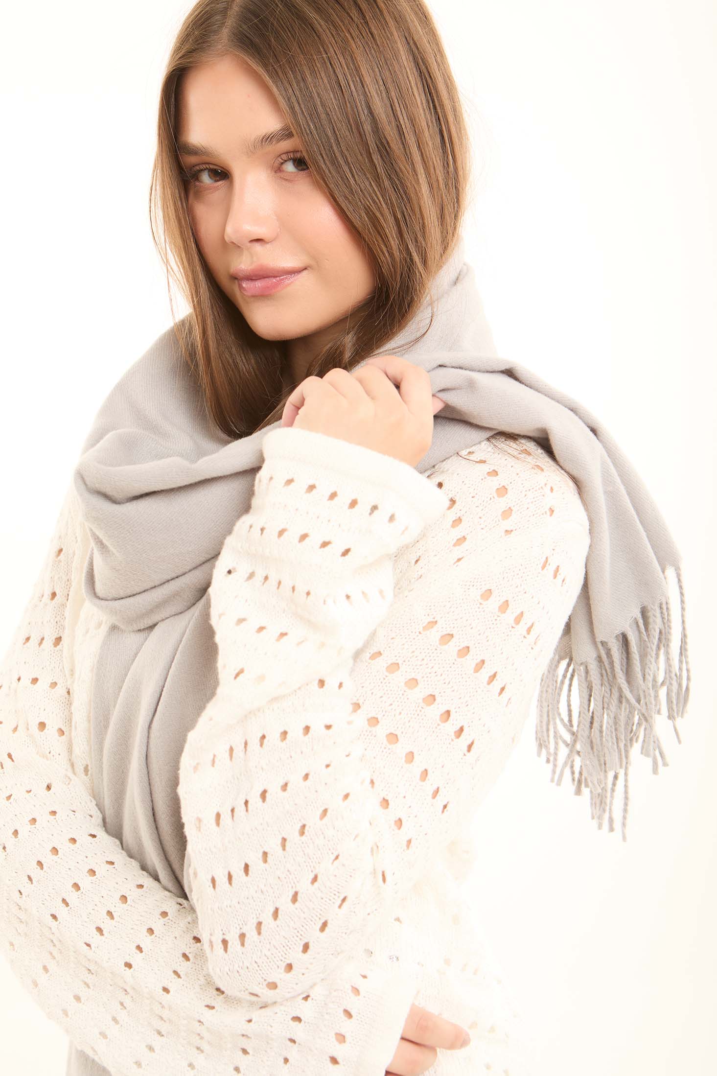 Pashmina Solid Shawl with Fringes