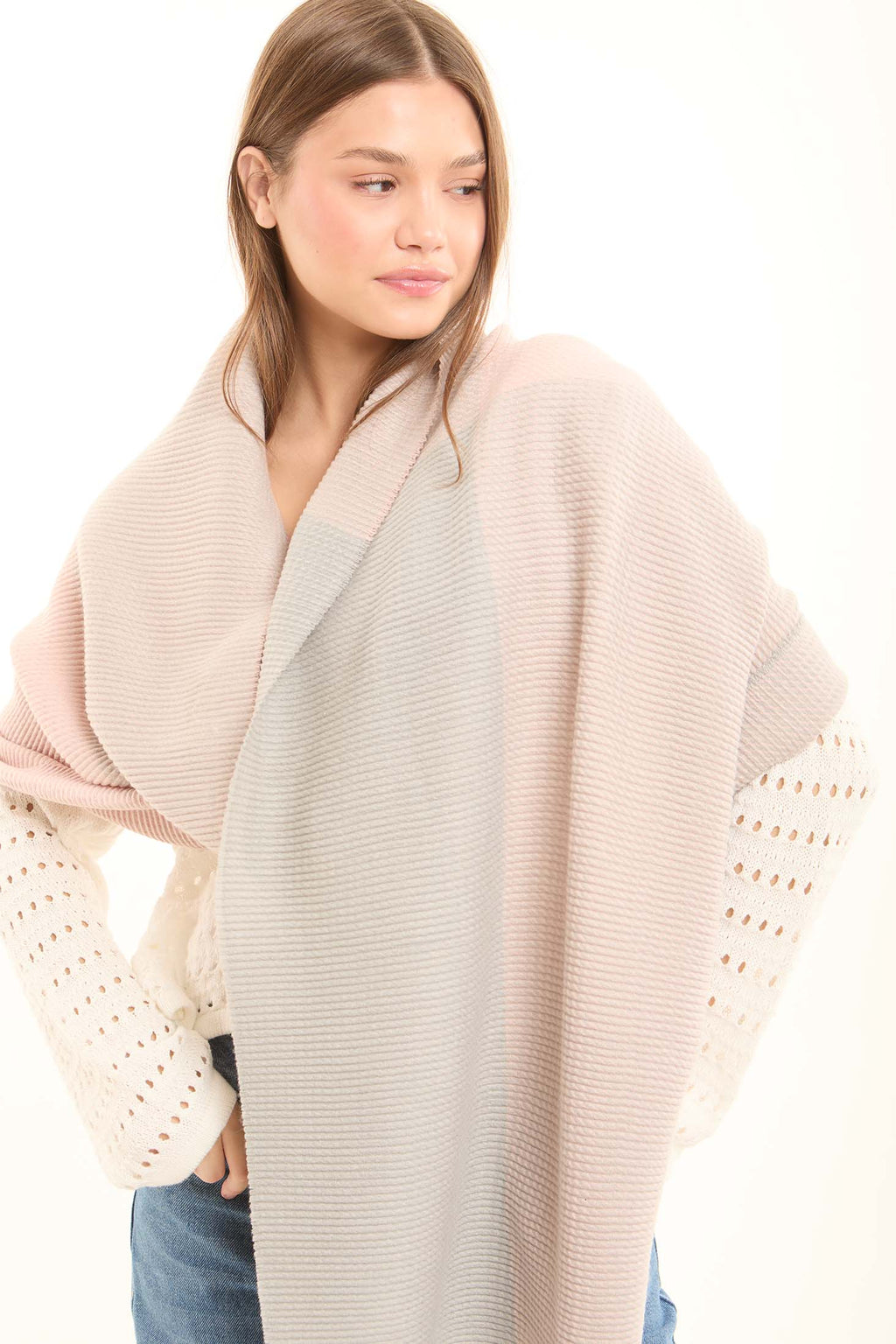 Block Colors Ribbed Shawl