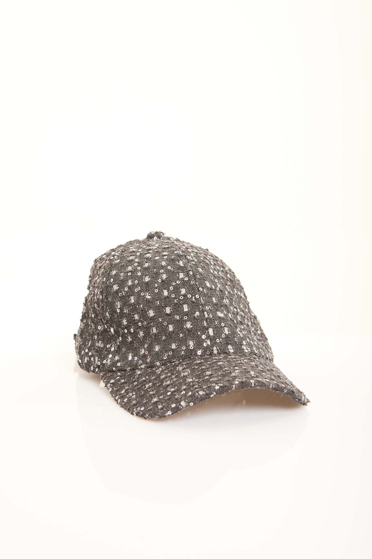 Tweed Cap With Sequin Embellishments