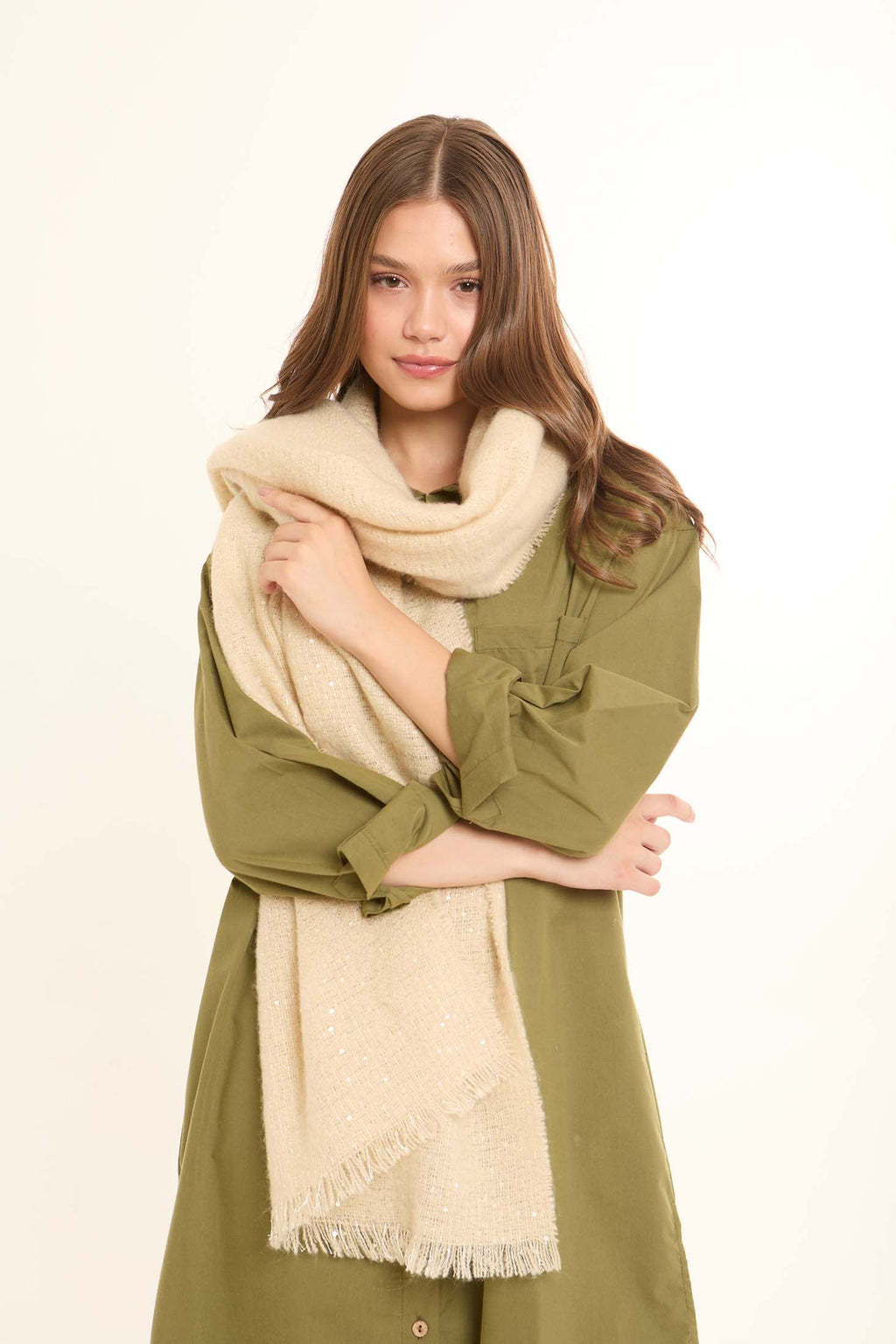 Stitched Shiny Sequins Shawl