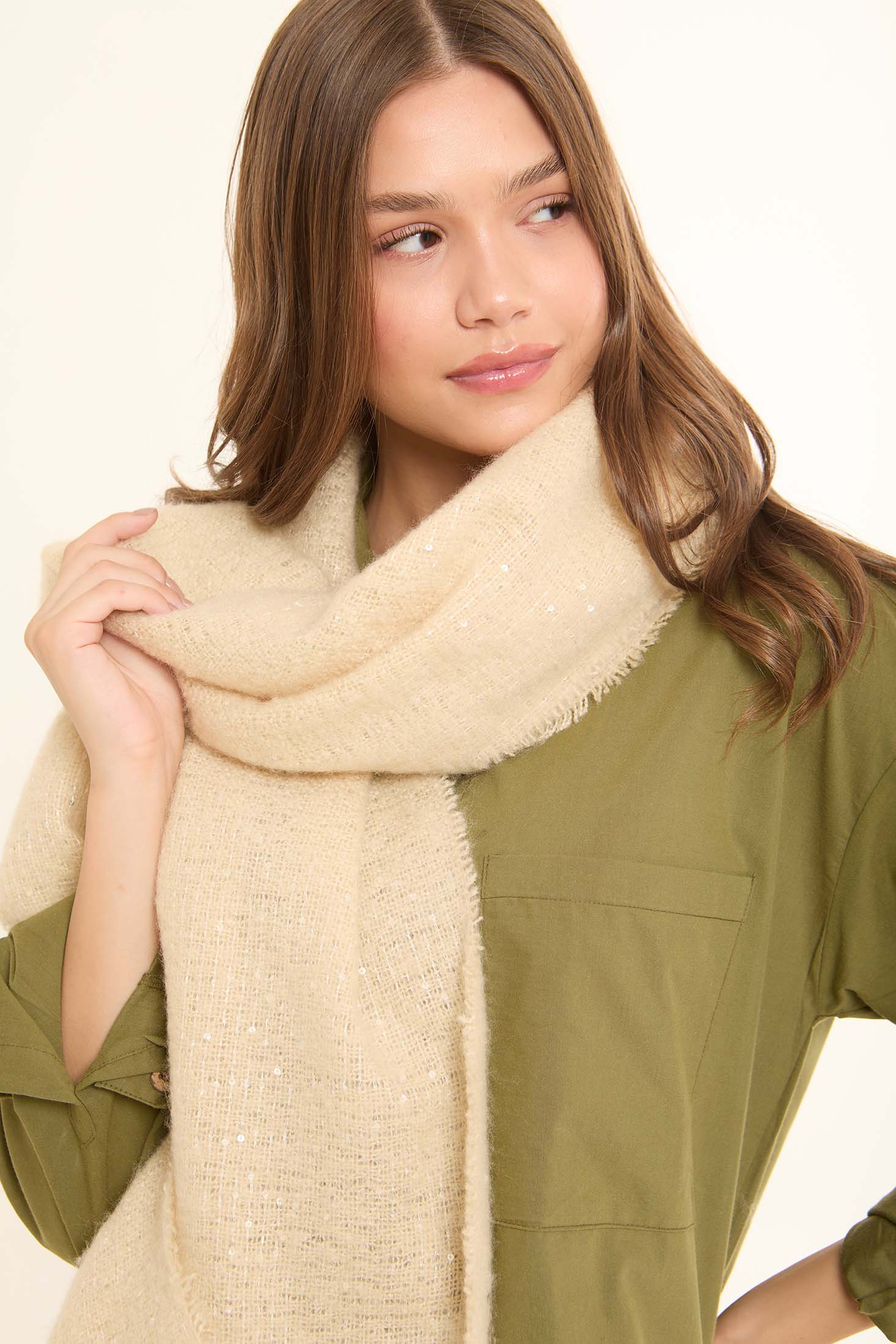 Stitched Shiny Sequins Shawl