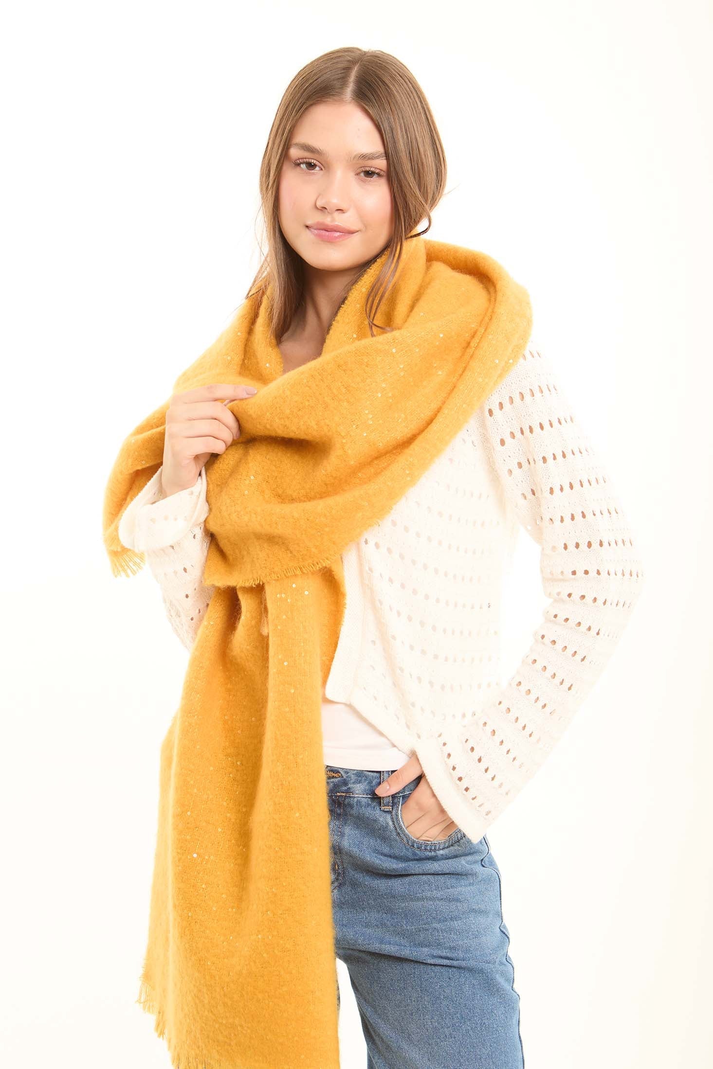 Stitched Shiny Sequins Shawl