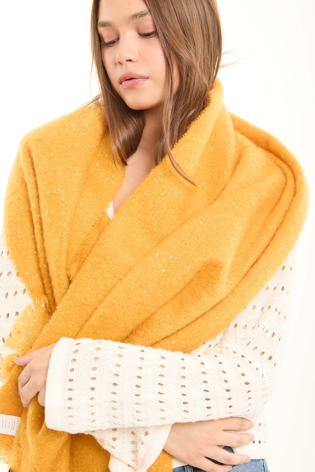 Stitched Shiny Sequins Shawl