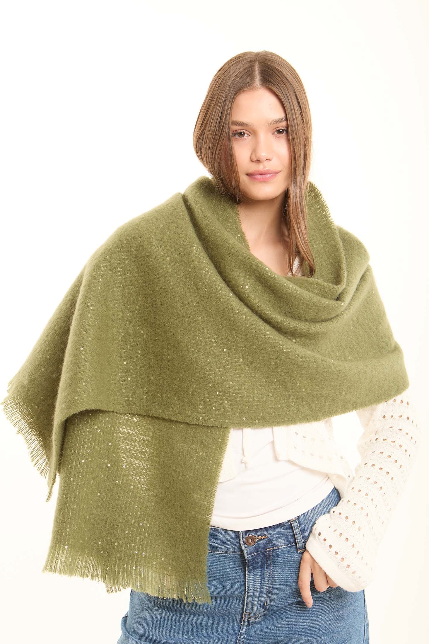 Stitched Shiny Sequins Shawl