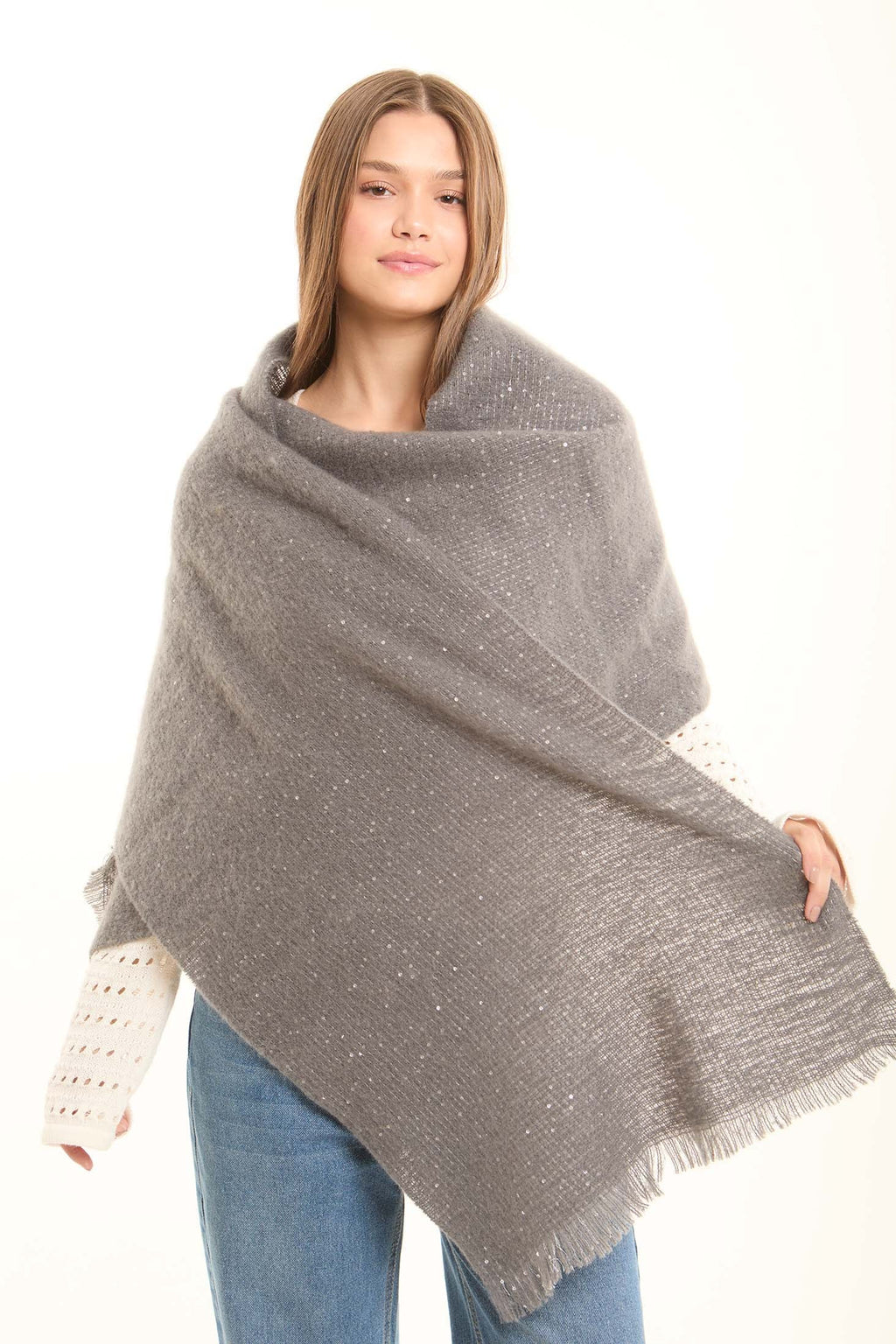 Stitched Shiny Sequins Shawl