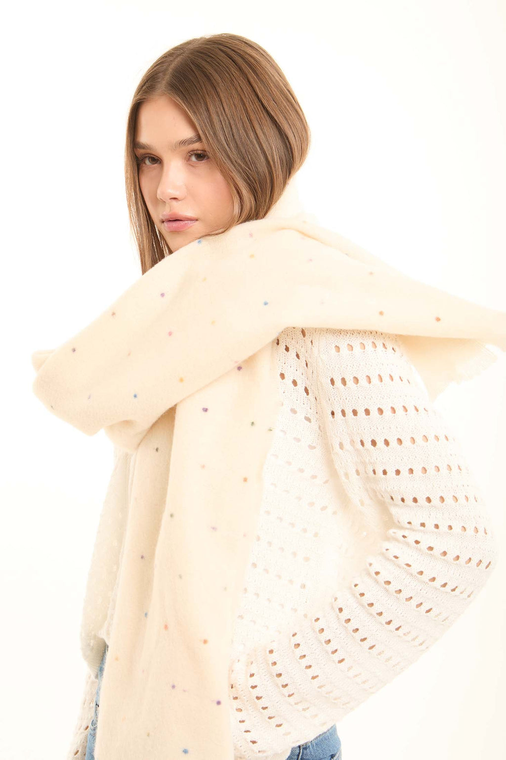 Coziness Shawl with Colorful Stitches