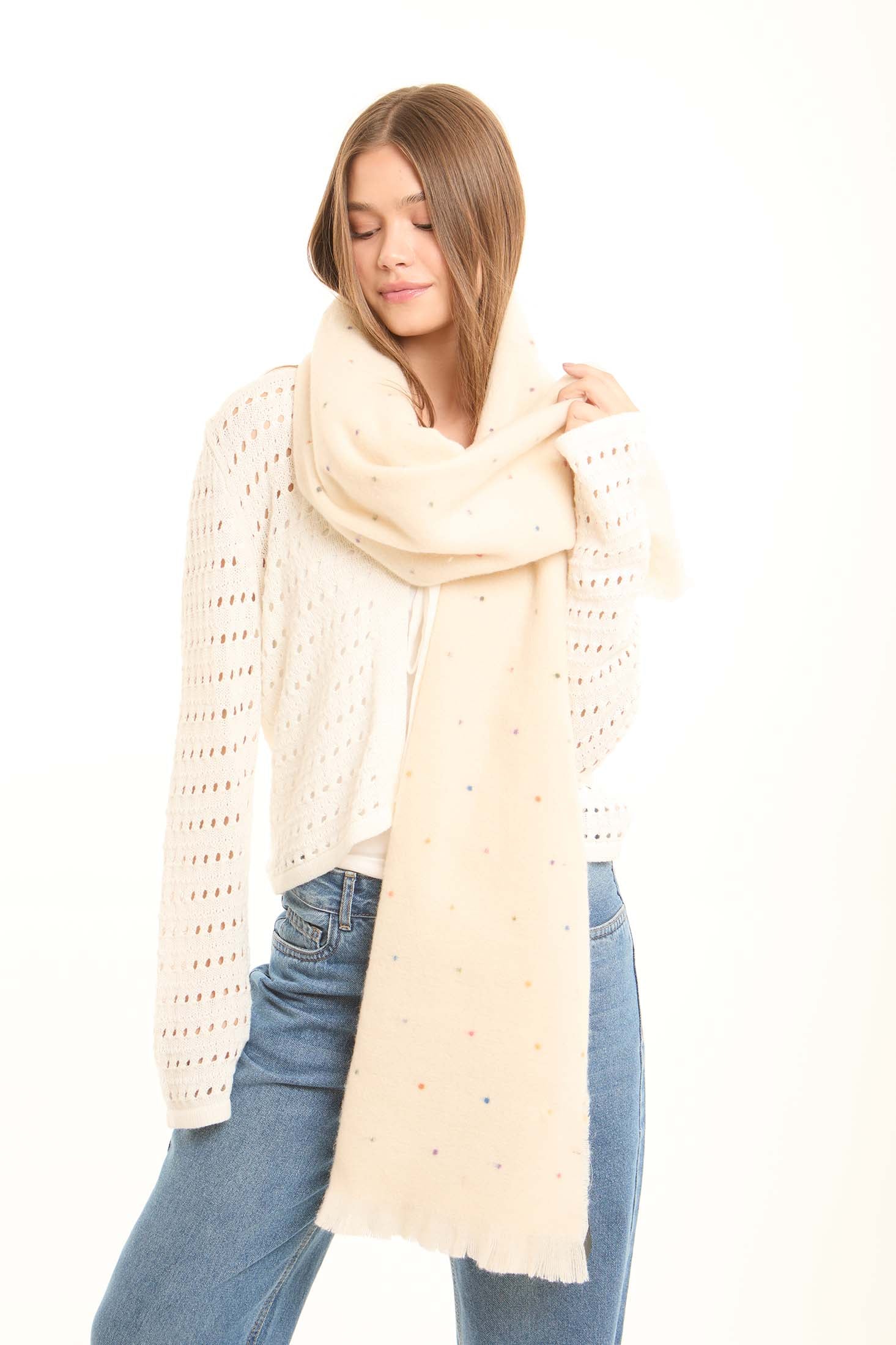 Coziness Shawl with Colorful Stitches