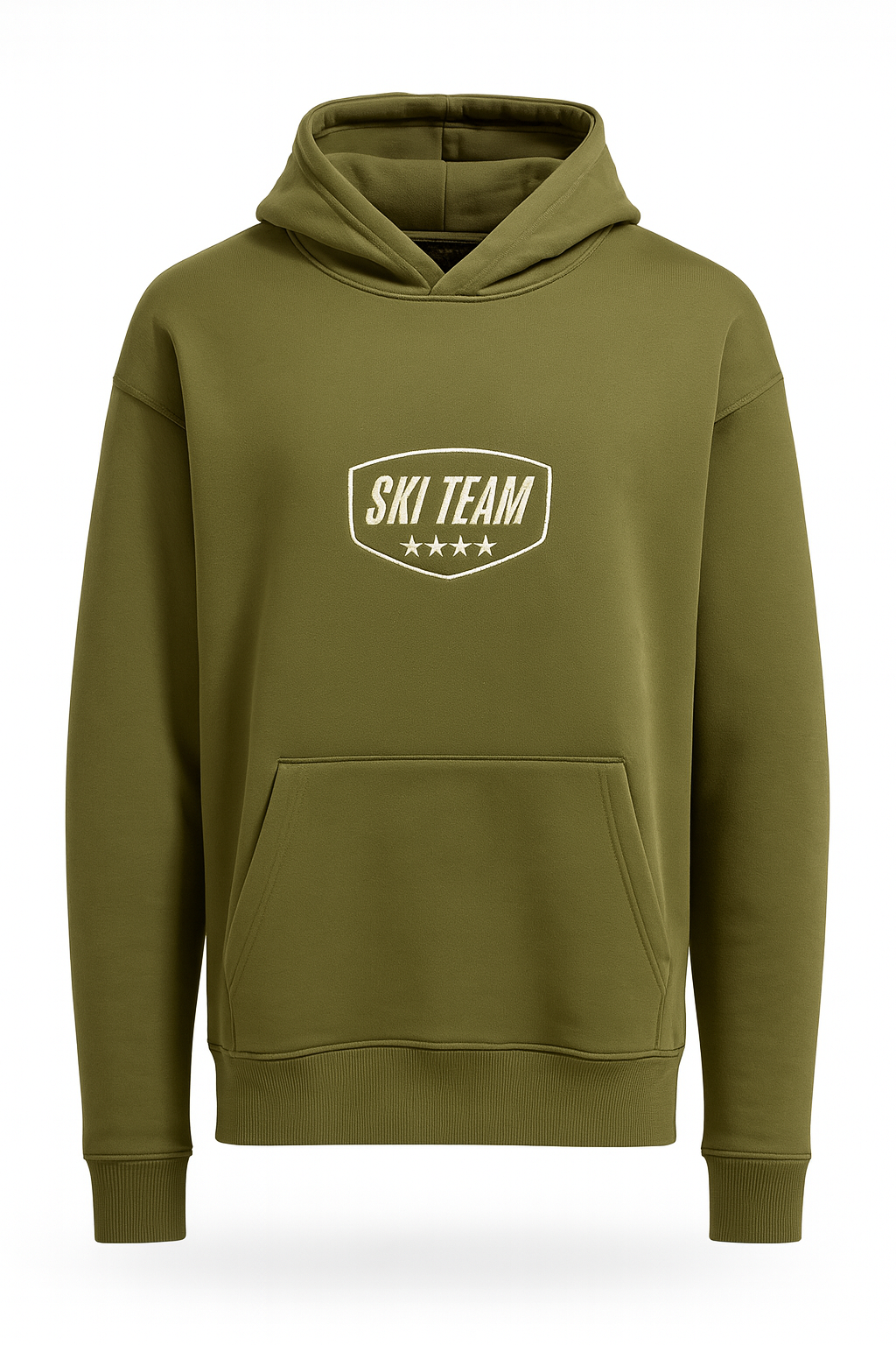 "Ski Team" Printed Hoodie with Kangaroo Pocket