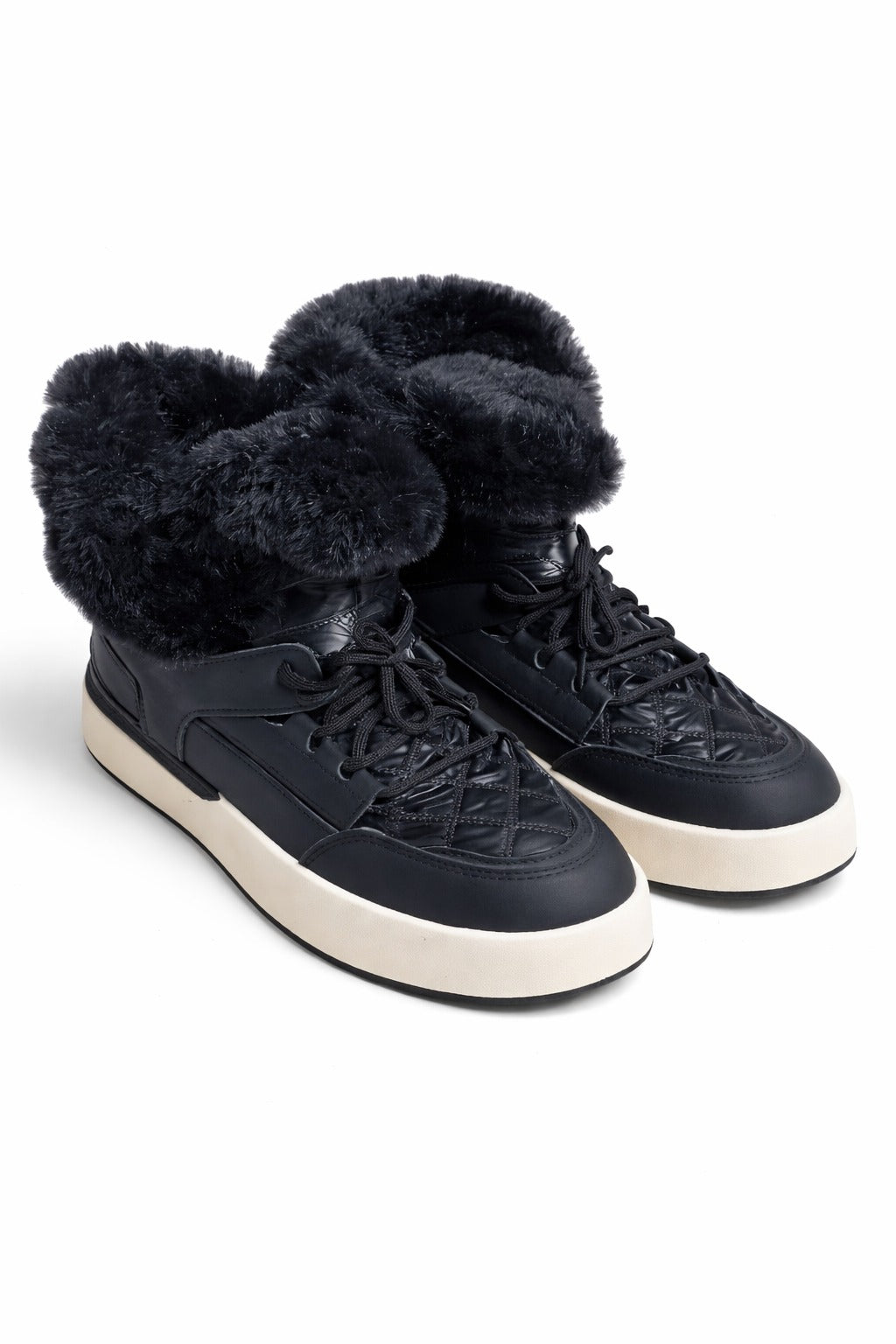 Faux Fur–Lined Winter Ankle Boots – Black