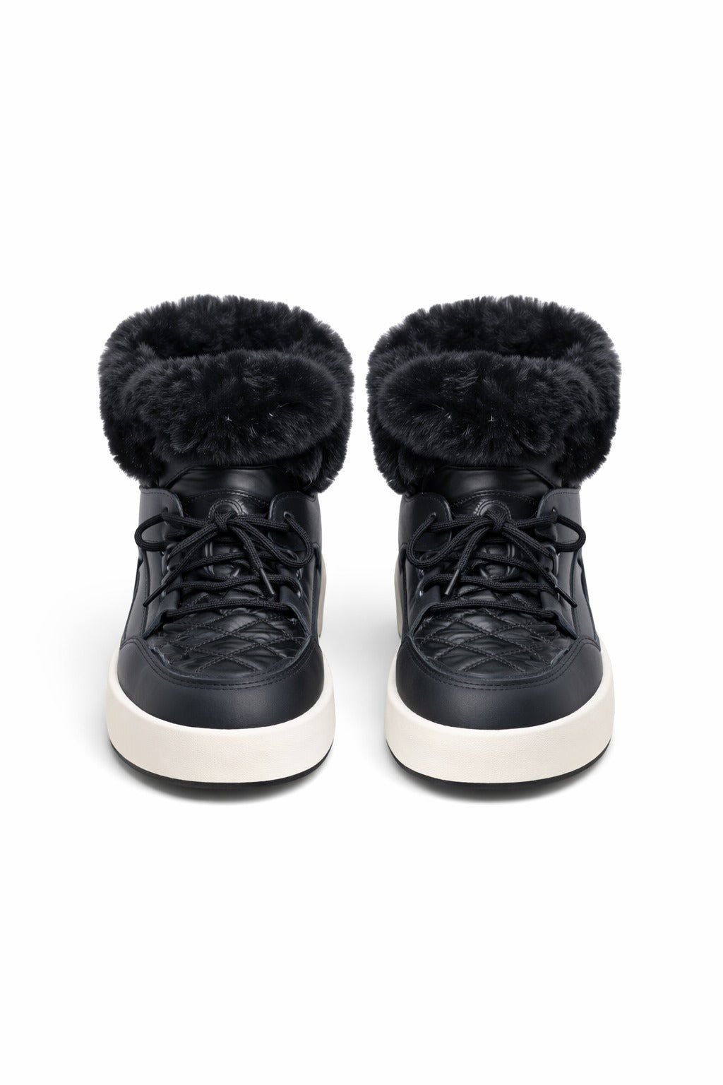Faux Fur–Lined Winter Ankle Boots – Black