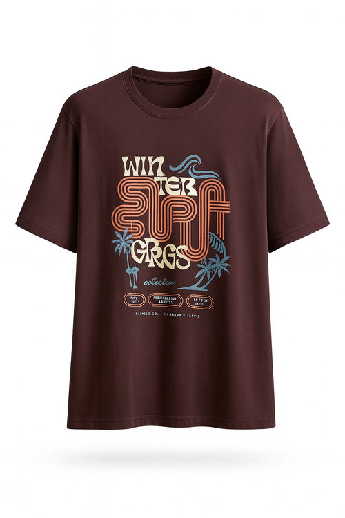"Winter" Printed Elbow Sleeves Cotton Tee